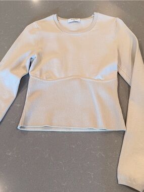 Babaton Cream Ribbed-Waist Crewneck